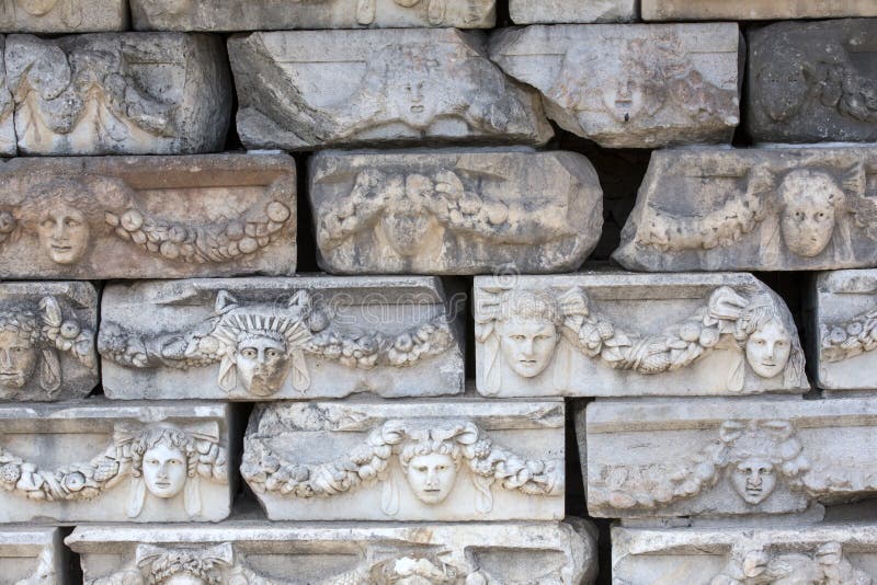 Friezes on the Portico of Tiberius in Aphrodisias, Aydin, Turkey