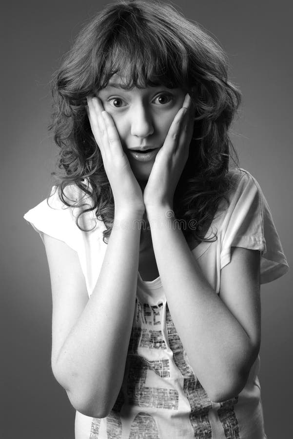 The frightened girl stock photo. Image of closeup, facetious 18080704