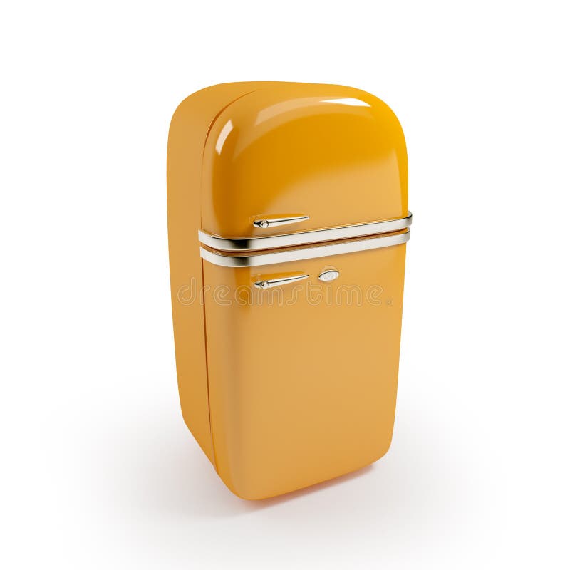 Retro orange refrigerator on white background. Retro orange refrigerator on white background