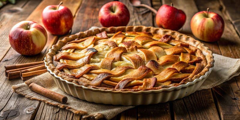 Frisch gebackener, rustikaler Apfelkuchen lizenzfreie abbildung