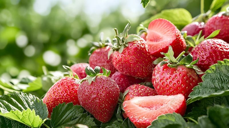 Frische Erdbeeren im Garten vektor abbildung
