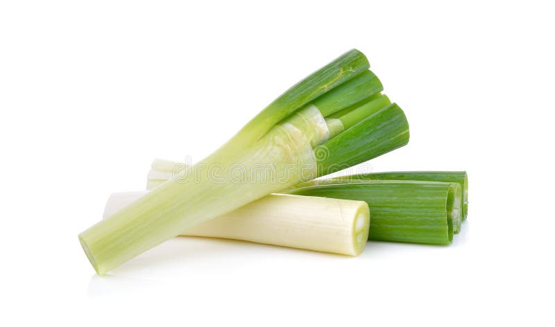 Frische grüne japanische bündelnde Zwiebel auf weißem Hintergrund lizenzfreie stockfotografie Frische grüne japanische bündelnde Zwiebel auf weißem Hintergrund lizenzfreie stockfotografie