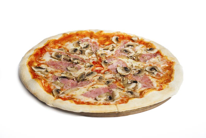 Frische italienische klassische ursprüngliche Pepperonipizza lokalisiert auf weißem Hintergrund lizenzfreies stockbild Frische italienische klassische ursprüngliche Pepperonipizza lokalisiert auf weißem Hintergrund lizenzfreies stockbild