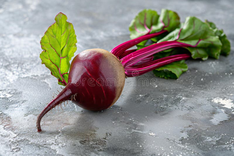 Frische Rübe mit Blättern auf grauem Hintergrund vegetarisches Essen stock abbildung