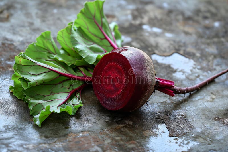 Frische Rübe mit Blättern auf rustikalem Tisch in der Nähe lizenzfreie abbildung