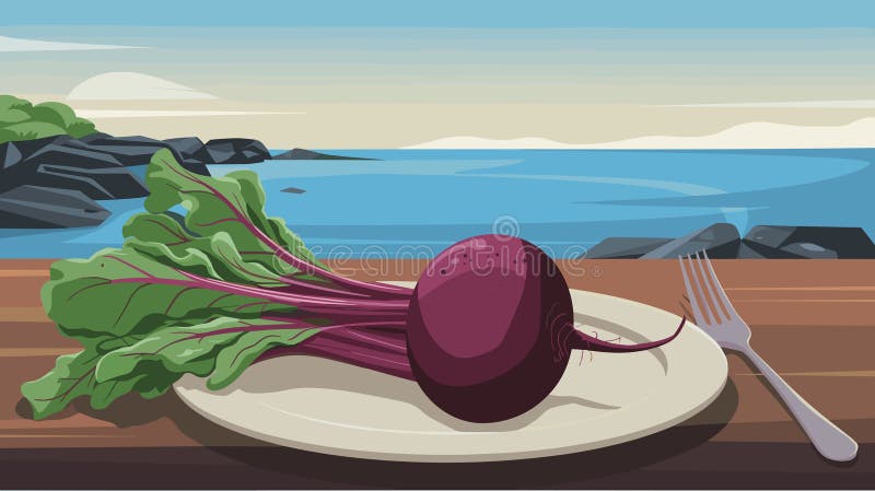 Frische Rüben auf einer Platte am Meer lizenzfreie abbildung
