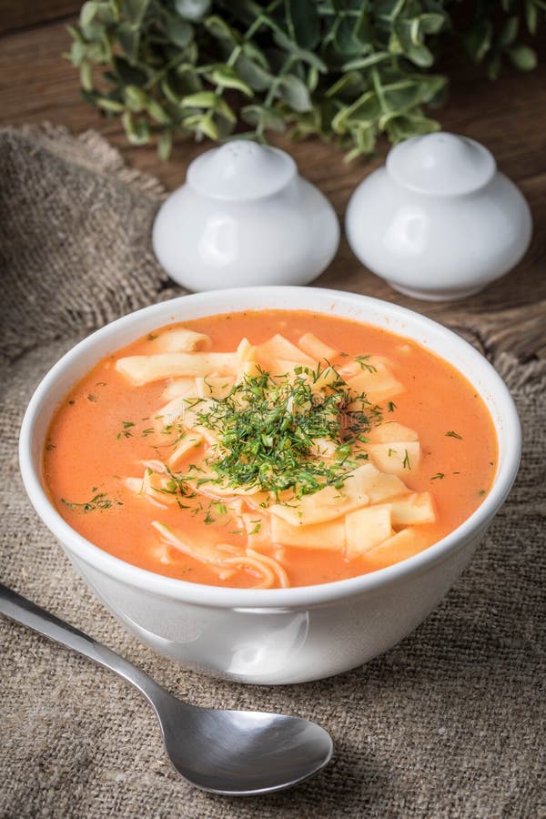 Frische Tomatensuppe Mit Reis Stockfoto - Bild von suppe, italienisch ...