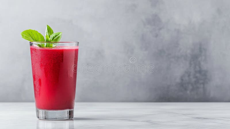 Frischer Beet Juice in Glass mit Grüner Kräutergarnisch auf Marmor lizenzfreie abbildung
