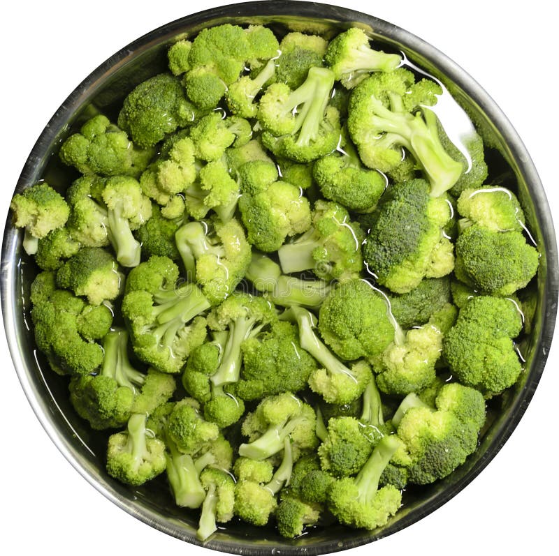 Frischer Brokkoli in einer Platte mit Wasser lokalisiert auf Weiß stockbild Frischer Brokkoli in einer Platte mit Wasser lokalisiert auf Weiß stockbild