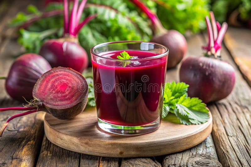 Frischer Rüben mit Beet Juice in einem Glas lizenzfreie abbildung
