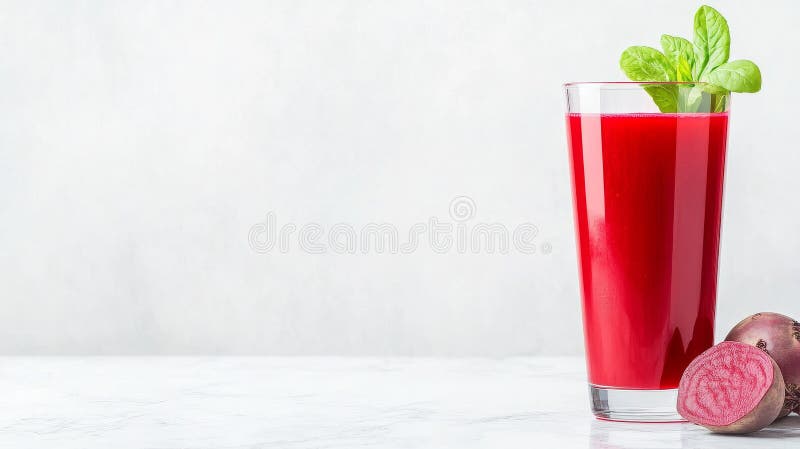 Frischer Rübensaft aus Glas mit Rüben auf Marmorfläche lizenzfreie abbildung