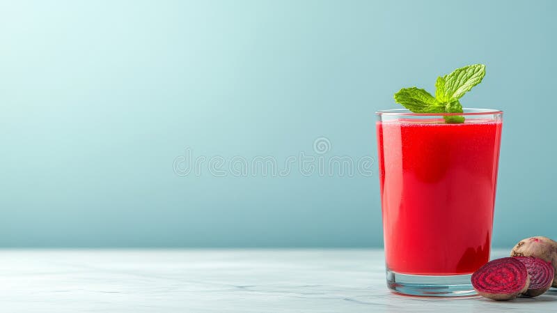 Frischer Rübensaft mit Minze in Glas auf Marmorboden stock abbildung