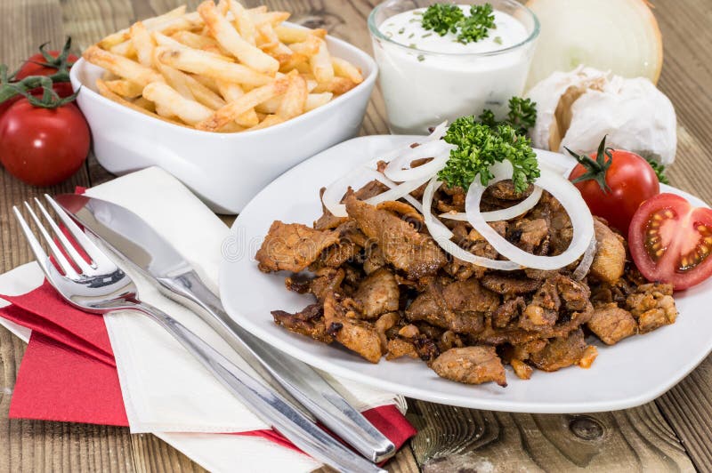 Frisches Kebab Fleisch Auf Einer Gabel Stockbild - Bild von nahrung ...