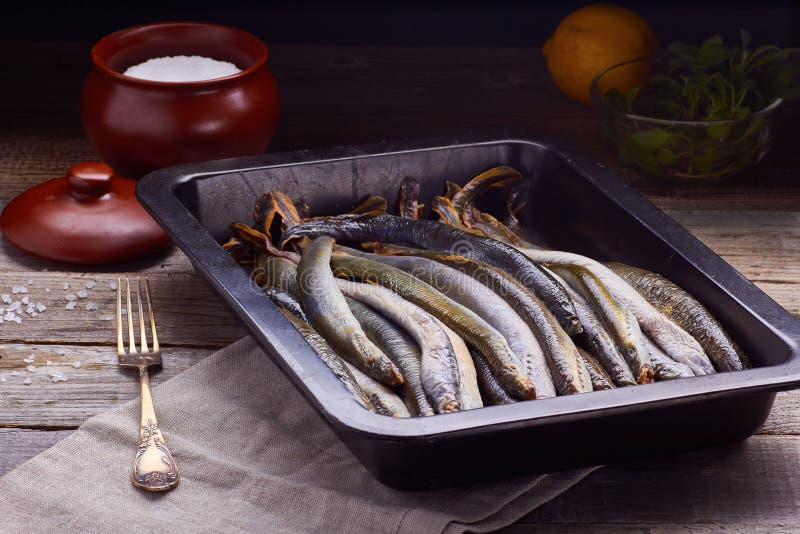 Frisches Neunauge bereit zum Kochen stockbild Frisches Neunauge bereit zum Kochen stockbild