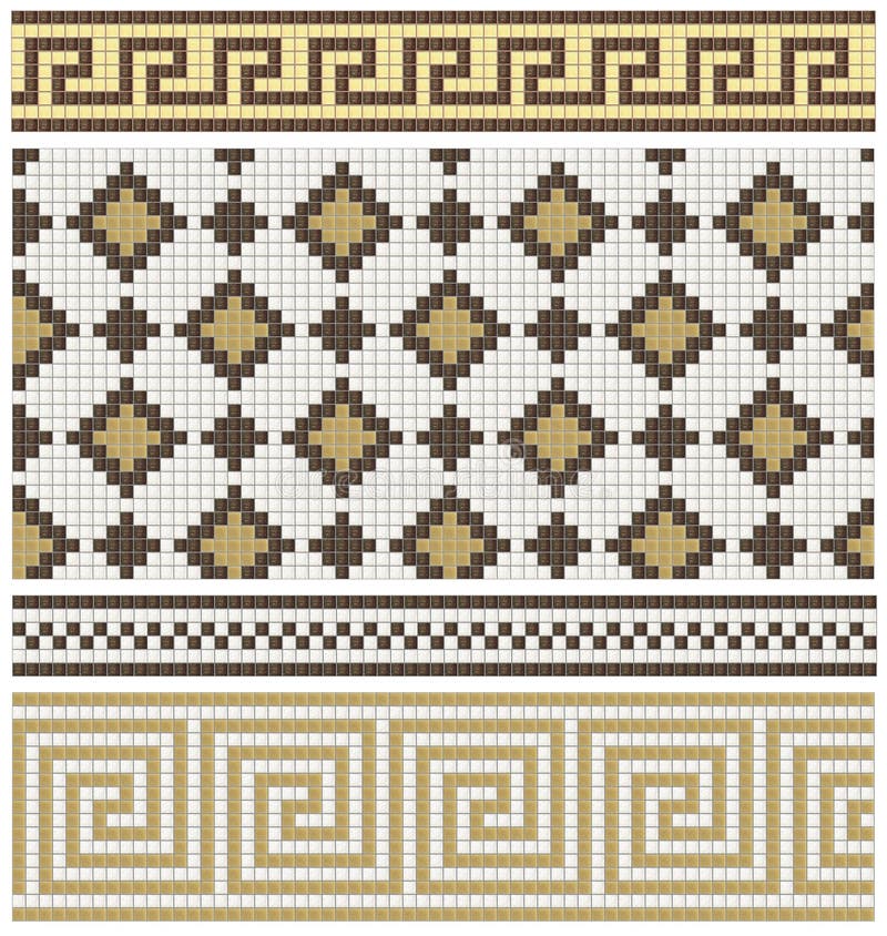 Frises et décors sans couture de mosaïque illustration libre de droits Frises et décors sans couture de mosaïque illustration libre de droits