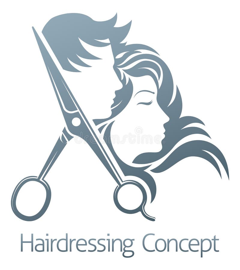 Friseur-Hair Salon Scissors-Mann-Frauen-Konzept