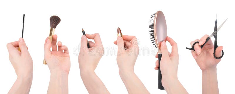 frisörmakeupsalongen tools white royaltyfri foto frisörmakeupsalongen tools white royaltyfri foto