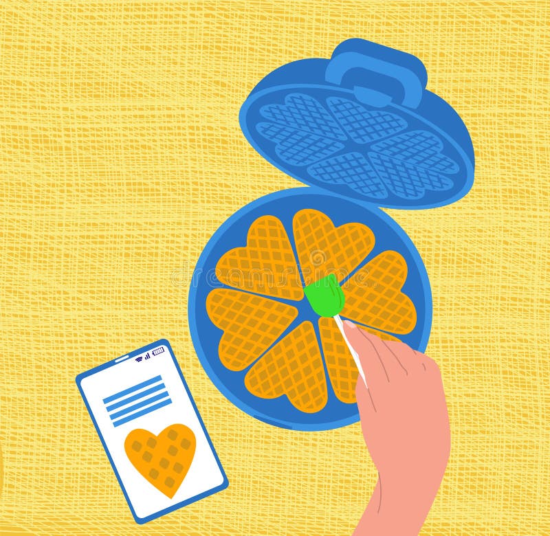 Fritad illustration av våfflor för bearbetning enligt recept från Internet. royaltyfri illustrationer