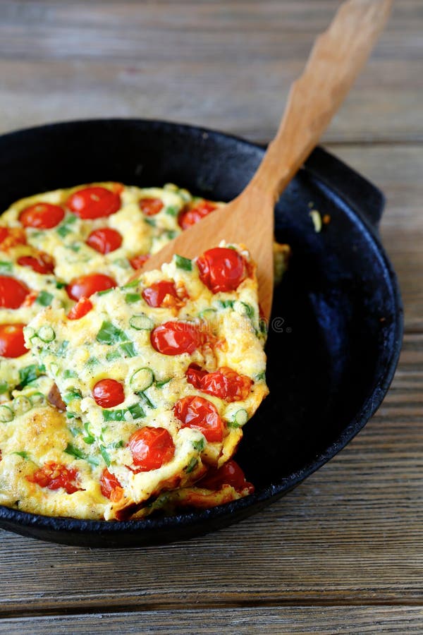 Frittata in a frying pan stock photo. Image of cooking 47575698