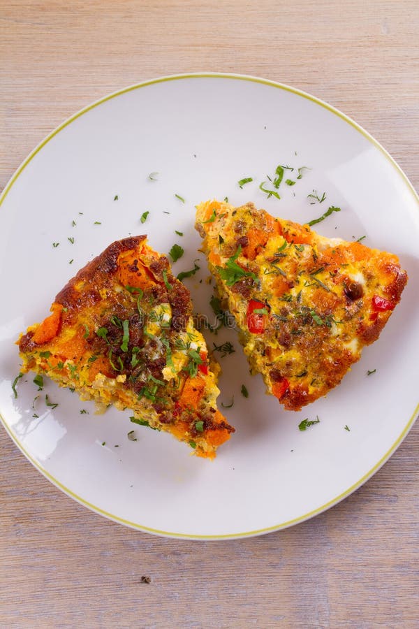 Frittata Made with Eggs, Beef Sausage, Pumpkin or Butternut Squash and ...