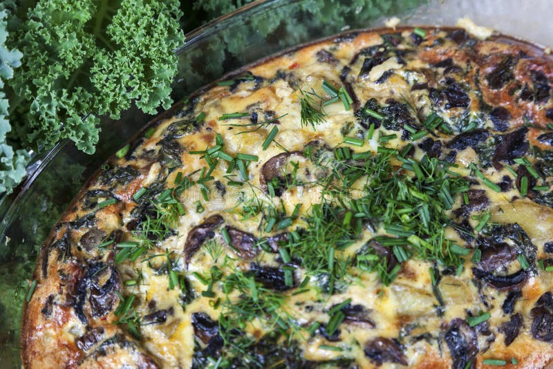 Frittata with Mushrooms and Kale Stock Photo Image of kale, lunch
