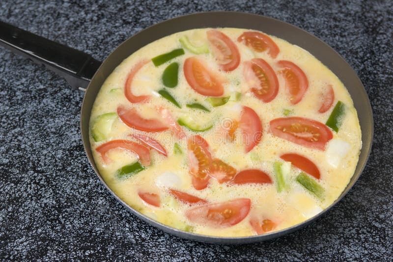 Frittata Omelet Cooking in Fry Pan Stock Image Image of vegetarian
