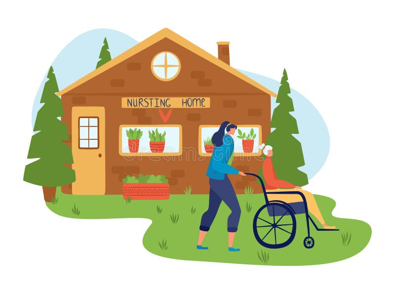 Frivilliga hjälper människor att skriva in sjuksköterska för sjuksköterska för vård av äldre vårdsvektor för isolerad bild av vekt vektor illustrationer