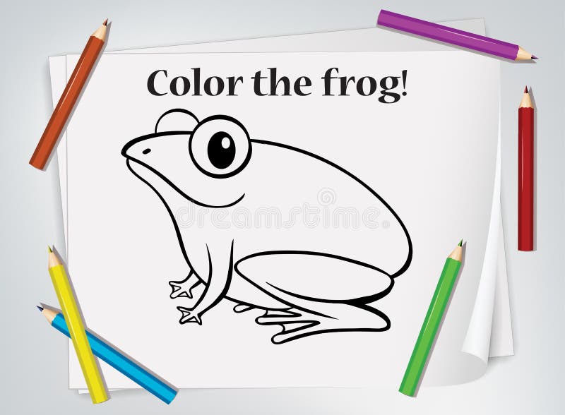 Frog Colouring Worksheet Template Stock Illustration Illustration of