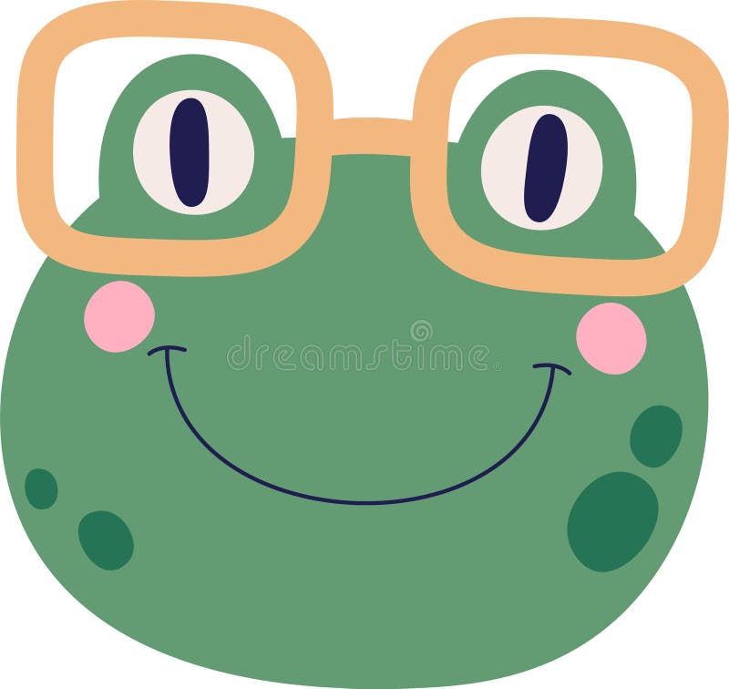 Frog Face with Glasses stock vector. Illustration of party - 306409345