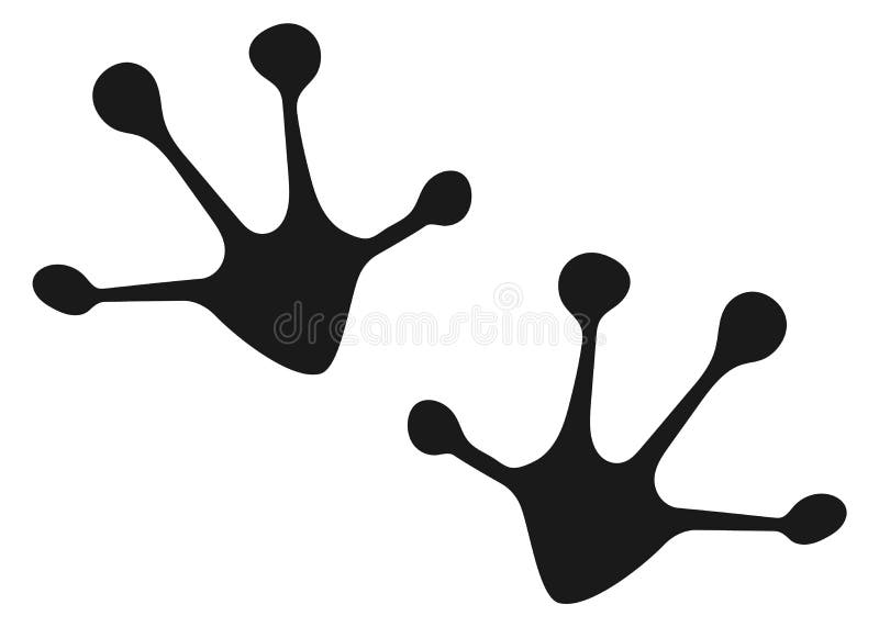 Frog Footprint. Toad Feet Black Silhouette Logo Stock Vector