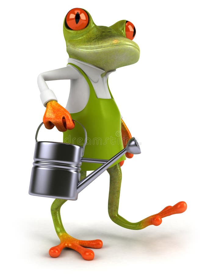Frog gardener vector illustration