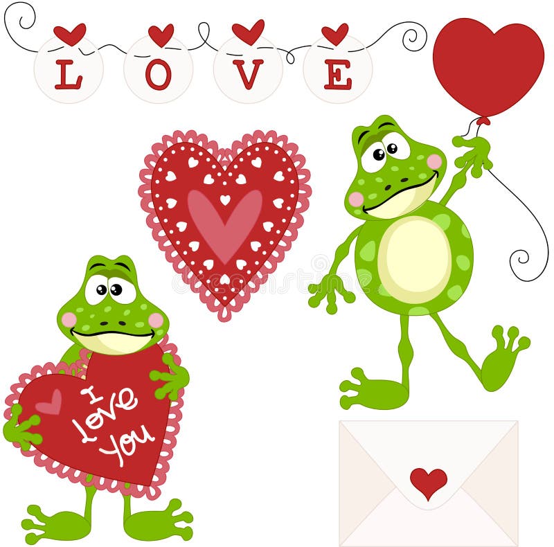 Frog Love Clip Art Set Digital Elements royalty free illustration