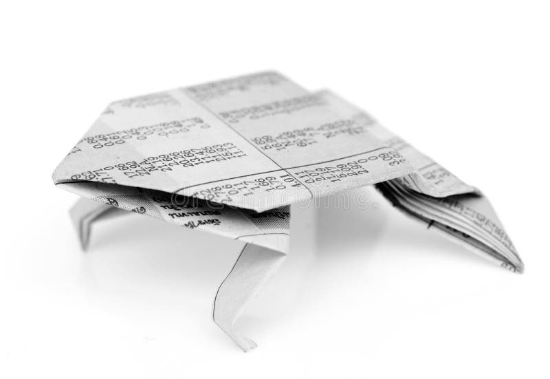 Frog Origami from Newspaper Isolated Stock Photo - Image of background ...