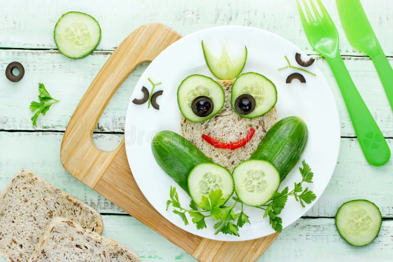 Frog Sandwich on Plate Top View Stock Image - Image of diet, lunch ...