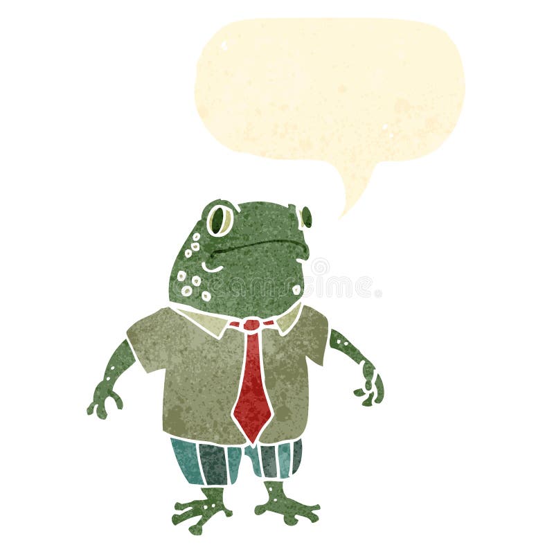 frog in shirt and tie retro cartoon