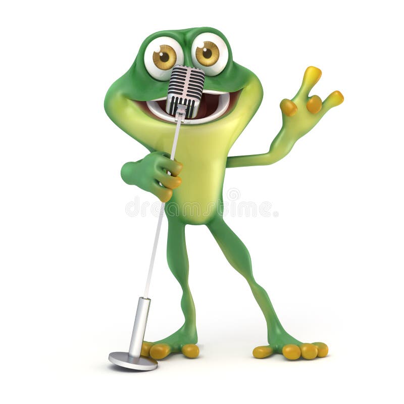 Frog with microphone stock illustration. Illustration of valentine