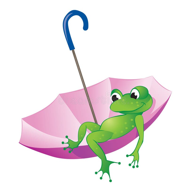 Frog and umbrella stock vector. Illustration of animal 15973477