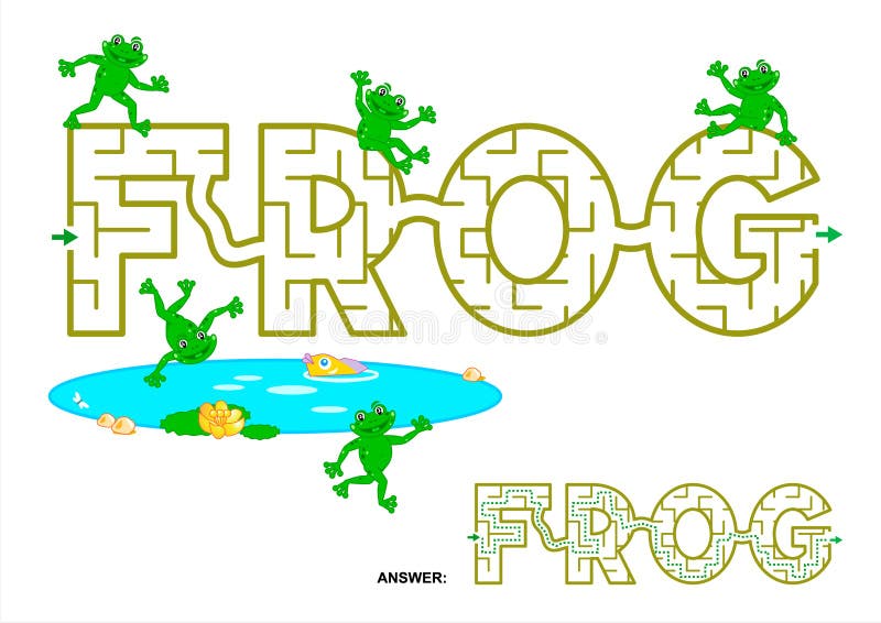 Easy english language word maze game for kids - FROG. Answers included. Easy english language word maze game for kids - FROG. Answers included.