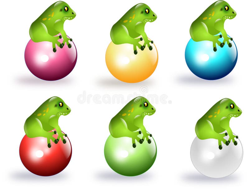 Frogs on colored balls stock illustration. Illustration of shine - 39012770