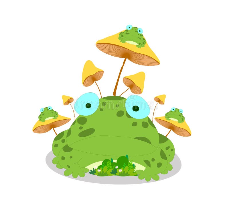 Frogs And Mushroom On White Background Stock Vector Image 56397258