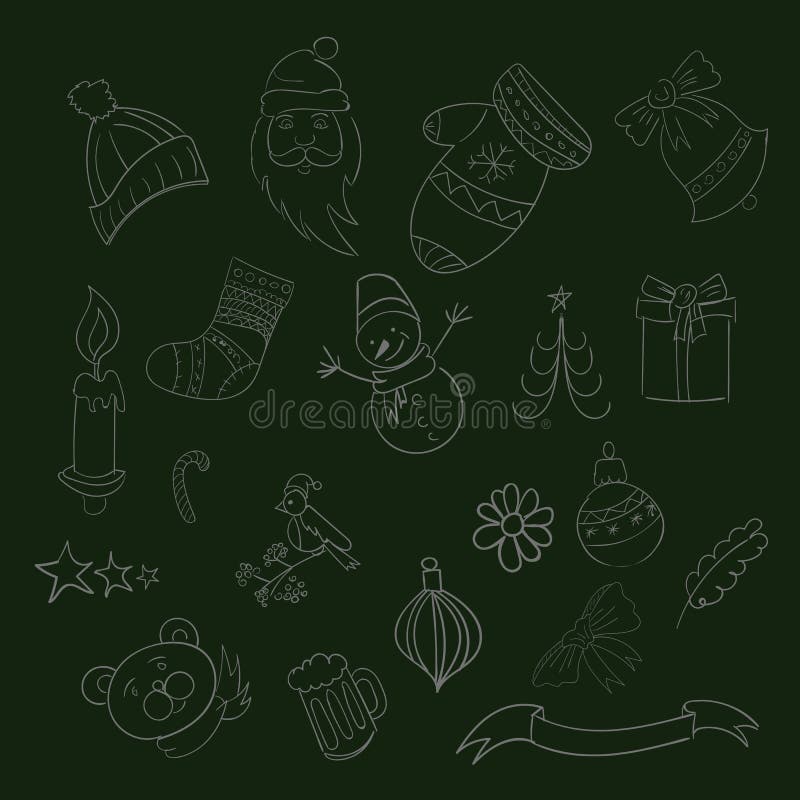 Frohe Weihnacht-Gekritzel-Weihnachtssymbole, Hand gezeichnetes illustrationsep lizenzfreie abbildung Frohe Weihnacht-Gekritzel-Weihnachtssymbole, Hand gezeichnetes illustrationsep lizenzfreie abbildung