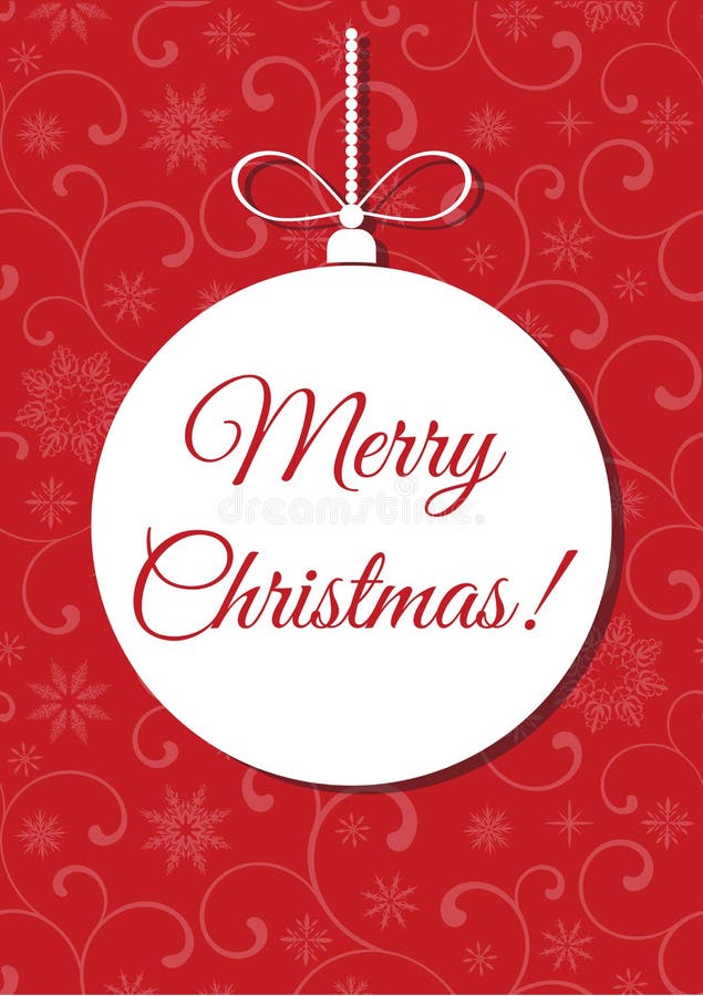Frohe Weihnachten! Weihnachtsball auf einem roten Hintergrund mit Muster stock abbildung Frohe Weihnachten! Weihnachtsball auf einem roten Hintergrund mit Muster stock abbildung