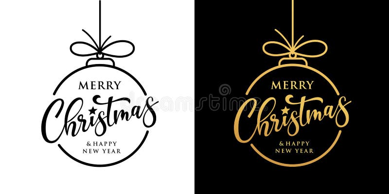 Frohe Weihnachtsvektor-Design Schwarz-Gold-Kollektion auf Schwarz-Weiß