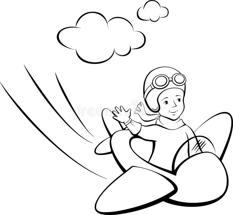 Froher Junge, der ein Spielzeugflugzeug fliegt lizenzfreie abbildung Froher Junge, der ein Spielzeugflugzeug fliegt lizenzfreie abbildung