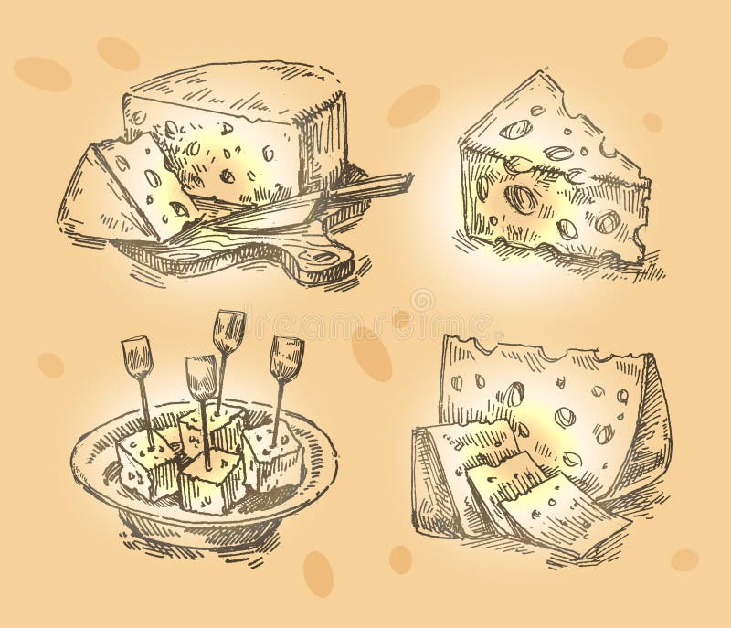 Fromage figé de croquis tiré par la main Illustration de vecteur illustration stock Fromage figé de croquis tiré par la main Illustration de vecteur illustration stock