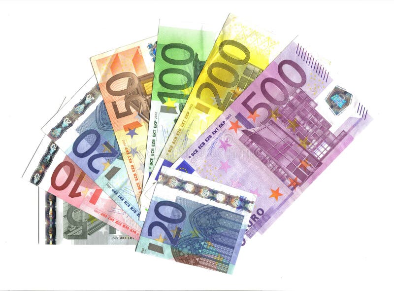 Front all euro banknotes