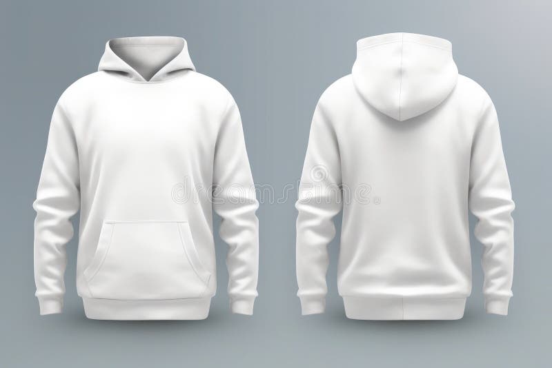 Front and Back of an Editable Male White Hoodie. Generative AI Stock ...