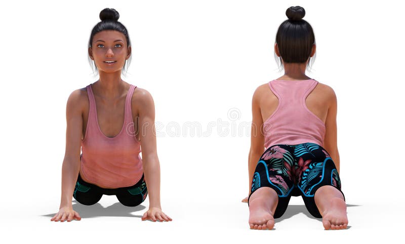 Front and Back Poses of a Woman in Yoga Cobra Pose
