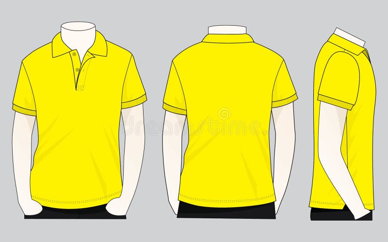 Yellow Polo T Shirt. Front, Back And Side View Stock Vector ...