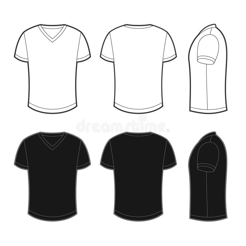 Front, Back And Side Views Of Blank T-shirt Stock Vector - Image: 35292864